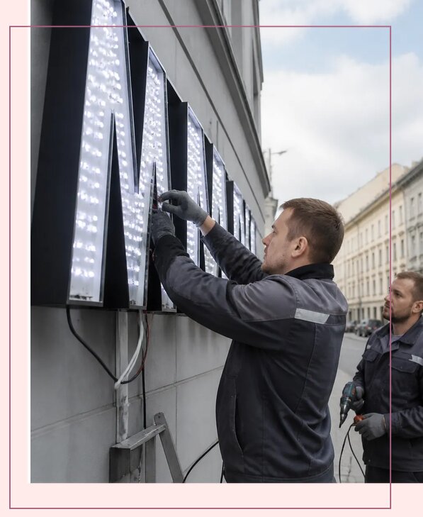 Изготовление и монтаж светодиодных LED вывесок в Добрянке